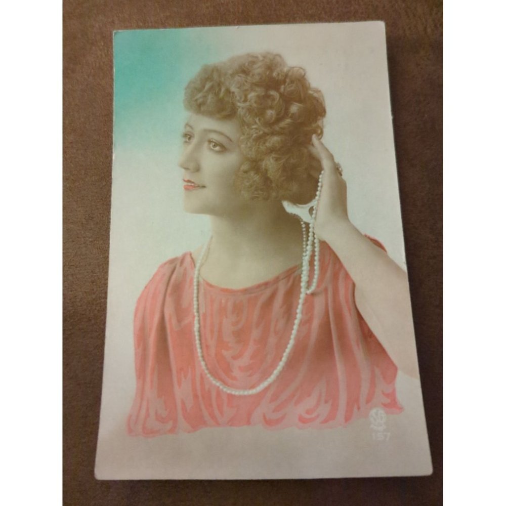 Vintage RPPC Beautiful Blond Dutch Lady SG 1925 Rotterdam Pearls Curls Colorized